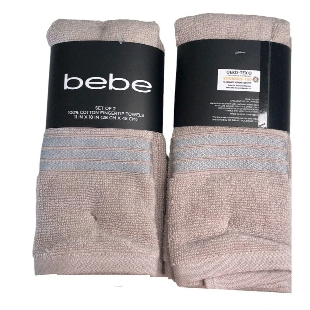 Bebe Fingertip Towels Guest Bathroom Summer House Beige Gray 11x18
